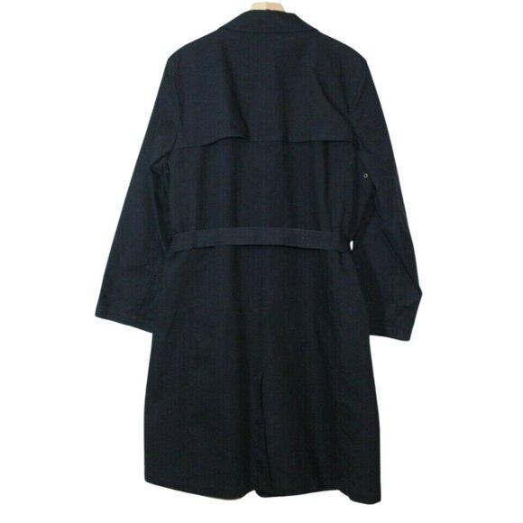 Lands End womens trench coat size L navy belted long vented back wool lined long - Picture 8 of 11
